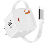 envircell Chargeur Rapide 45W avec Câble Rétractable, GaN 2 Ports USB-C Prise Secteur Compatible avec iPhone 17 Pro Max Air 16 15 14 13 Plus Galaxy S25 S24 S23 S22 A56 A16 A06 Pad MacBook Air