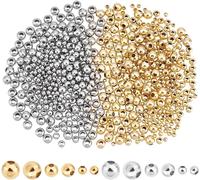 Environ 600 Pcs 2couleurs 3tailles De Perles Entretoises Rondes 2/3/4 Mm 304 Perles En Vrac Acier Inoxydable Rondelle Perles Métal Petites Perles Lisses Pour Bracelet Collier De Bijoux