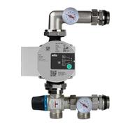 ENVIRON - Kit de règles fixes 20-55 °C avec pompe à haute efficacité | Convient jusqu'à 220 m² | pour chauffage au sol groupe de pompes | Laiton : CW 617N O - Nickelé (Wilo Para 25/6)