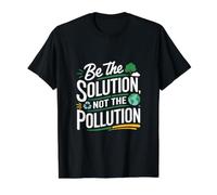 Environnement Le Changement Climatique est la Solution, Pas la Pollution T-Shirt Graphique avec Valeur, Homme, Noir, M