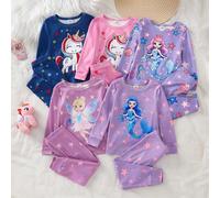 Envoi aléatoire 1 set pyjama 2 pièces pour bébé fille, doux, mignon, élégant, décontracté, confortable pour un usage quotidien, en tricot doux et respectueux de la peau, haute élasticité, tissu ajusté