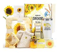 Envoi de cadeaux Sunshine pour femme, cadeau tournesol pour maman, 10 cadeaux spa pour femme, ensemble cadeau d'anniversaire, panier cadeau de vacances unique pour maman, épouse, sœur, elle, petite