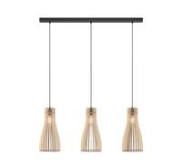 Envostar Suspension Furn à intensité variable (Scandinave) en Marron Bois e. a. pour Salon & Salle manger (à 3 lampes, E27), bois, suspension, lampe, plafonnier, plafonnier