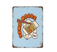 Envoyer des nouilles drôles de nouilles Ramen jeu de mots jeu de mots style rétro dessin animé nourriture Art impression affiche cuisine drôle vintage métal étain signe pour chambre salon cuisine cou