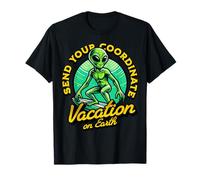 Envoyez Vos Vacances coordonnées sur Terre Surfing Alien Tee T-Shirt