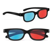 EnweiBingshi Lot de 2 lunettes de soleil 3D rectangulaires portables - Lunettes tendance rétro tendance pour spectacles de lumière, fêtes de vacances, cinéma maison, jeux TV (rouge et bleu)