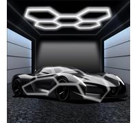 EnweMahi éclairage De Garage LED Hexagonal 192W, 5 Lumières en Nid d'abeille, Haute Luminosité, Lumière Magnifique, Salon De Beauté Automobile, Bar, Boutique, Salle De Sport, Atelier, Large Tension