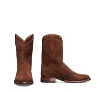 ENWIND Botte De Cowboy Western Homme Daim Rétro À Bout Pointu Bottes De Mi-Mollet,Marron,46 EU