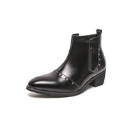 ENWIND Bottes Chelsea Rivet pour Hommes Bottines Chukka en Cuir à Double Fermeture éclair Bottes mi-Hautes pour Le Travail et Les Affaires,Noir,45 EU