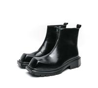 ENWIND Bottes Chukka pour Hommes à Bout carré avec Semelle à Crampons et Zip latéral, Bottines à Plateforme pour Le Bureau, Le Travail, et Les Mariages,Noir,38 EU