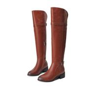 ENWIND Bottes Cuissardes Femme Hiver Longue Botte À Talon Plat Botte Equitation,Jaune,40 EU