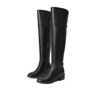 ENWIND Bottes Cuissardes Femme Hiver Longue Botte À Talon Plat Botte Equitation,Noir,48 EU