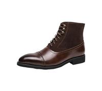 ENWIND Bottes De Cheville pour Hommes Brogue Bottes Oxford Chaussures d'affaires Formelles,Marron,38 EU