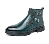 ENWIND Bottes De Habillées pour Hommes À Fermeture Éclair, Bout Rond Bottes De Chukka Décontractées Et Professionnelles,Vert,42 EU