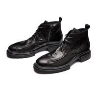 ENWIND Bottes de Moto Classiques pour Hommes avec Fermeture à Lacets et Fermeture Éclair Latérale Botte Confortable pour Travail,Noir,46 EU