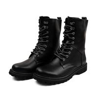ENWIND Bottes Militaires À Lacets Homme Moto Bottes De Combat Hiver Bottes De Randonnée en Cuir ImperméAble,Noir,40 EU