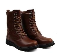 ENWIND Bottes Militaires À Lacets Homme Moto Bottes De Combat Hiver Bottes De Randonnée en Cuir ImperméAble,Marron,39 EU