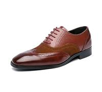 ENWIND Brogue Wingtip Chaussures de Ville à Lacets Cuir Homme Derby Oxford Vintage Bout Pointu Business Mariage Chaussures,Marron,38 EU