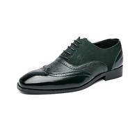 ENWIND Brogue Wingtip Chaussures de Ville à Lacets Cuir Homme Derby Oxford Vintage Bout Pointu Business Mariage Chaussures,Vert,42 EU