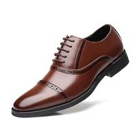 ENWIND Business Costume Chaussures pour Hommes, Lacets Oxfords Smoking Brogue Chaussures Mariage Cuir Derby,Marron,42 EU
