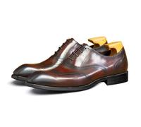 ENWIND Chaussure Brogue Homme en Cuir, Lacets Business Chaussures de Ville Derby Chaussures de Mariage Oxford Costume Vintage Chaussures,Marron,46 EU