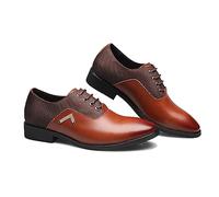 ENWIND Chaussure Derbys Homme Habillées Chaussures De Brogue À Lacets Bout Pointu Chaussures Oxford De Bureau Mariage,Marron,48 EU