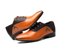 ENWIND Chaussure Derbys Homme Habillées Chaussures De Brogue À Lacets Bout Pointu Chaussures Oxford De Bureau Mariage,Jaune,47 EU