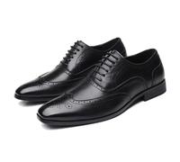 ENWIND Chaussure Homme Cuir Chaussure Derbys Habillées Formelles Affaires à Lacets Chaussures Brogue pour Costume Mariage,Noir,48 EU