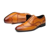 ENWIND Chaussure Homme Cuir Chaussure Derbys Habillées Formelles Affaires à Lacets Chaussures Brogue pour Costume Mariage,Jaune,39 EU