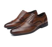 ENWIND Chaussure Homme Cuir Chaussure Derbys Habillées Formelles Affaires à Lacets Chaussures Brogue pour Costume Mariage,Marron,47 EU