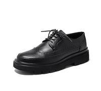 ENWIND Chaussures Brogue Homme de Ville à Lacets Plat Wing Casual Derbys Chaussures Oxford de Bureau de Mariage,Noir,44 EU