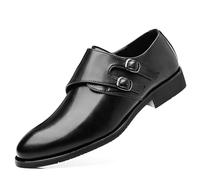 ENWIND Chaussures De Costume Oxfords pour Homme Plates Classique Bracelet De Moine Chaussures d'affaires avec Boucle,Noir,48 EU