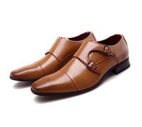 ENWIND Chaussures de Robe Hommes Oxford Costume Derby Chaussures avec Boucle Chaussures Business en Synthétique Cuir pour Mariage,Marron,41 EU