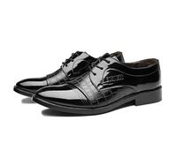 ENWIND Chaussures De Ville À Lacets Homme Oxford Chaussures Formelles Cuir Vernis Bout Pointu Mariage Business Costume Chaussures,Noir,40 EU