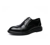 ENWIND Chaussures de Ville Derby à Lacets Homme Chaussures Oxford de Bout d'aile Bout Rond Chaussures Mariage Business Costume,Noir,40 EU