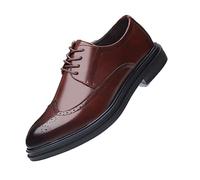 ENWIND Chaussures Habillées en Cuir Oxford À Bout Aile pour Homme, Chaussures De Smoking Confortables À Lacets,Marron,46 EU