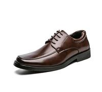 ENWIND Chaussures Habillées en Cuir Synthétique pour Homme Bout Carré Légères Et Confortables Chaussures Oxford À Lacets,Marron,48 EU