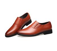 ENWIND Chaussures habillées Noires pour Hommes, Mocassins Classiques Confortables à Enfiler, Chaussures de Bureau Formelles antidérapantes pour Hommes,Marron,41 EU