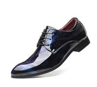 ENWIND Chaussures Habillées Oxford À Bout Pointu pour Homme Chaussures Derbys De Soirée Uniformes Chaussures Brogues De Bureau,Bleu,44 EU
