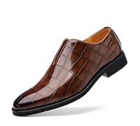 ENWIND Chaussures habillées Oxford imprimées pour Hommes à Bout Pointu, Formelles Mocassins à Enfiler pour Affaires et Mariages pour Hommes,Marron,48 EU