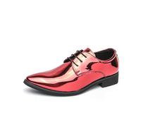 ENWIND Chaussures Habillées pour Hommes À Bout Droit en Cuir Verni, Chaussures Formelles pour Smoking, Chaussures Derby pour Affaires Et Mariage,Rouge,43 EU
