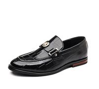 ENWIND Chaussures Habillées pour Hommes, Mocassins Formels À Enfiler, Chaussures De Bal en Cuir Chaussures Décontractées À Bride De Moine,Noir,40 EU