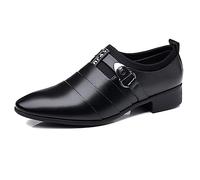 ENWIND Chaussures Homme Ville Cuir, Oxford Flats Pointues Décontractée Derby Chaussures Mariage Business Habillées,Noir,47 EU
