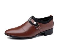 ENWIND Chaussures Homme Ville Cuir, Oxford Flats Pointues Décontractée Derby Chaussures Mariage Business Habillées,Marron,38 EU