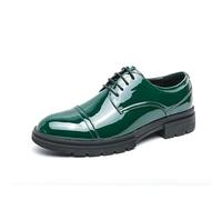 ENWIND Chaussures Oxford Classiques et Formelles for Hommes Chaussures de Smoking en Cuir Verni, for Mariage et Affaires,Vert,38 EU