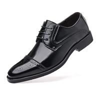 ENWIND Chaussures Oxford habillées for Hommes à Lacets Brogue en Bout d'aile Chaussures Oxford en Cuir PU,Noir,46 EU