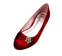 ENWIND Femmes Chaussures Plates de Mariage de Mariée Bout Fermé Strass Chaussures de Demoiselle d'honneur Bal en Satin Ballerines