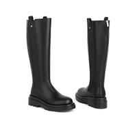 ENWIND Femmes Épais Talon Haut en Cuir Chelsea Mi Mollet Boots,Noir,35 EU