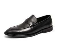 ENWIND Homme Glisser sur Mocassin Formel Chaussures Habillées Chaussures d'école en Cuir Bureau Brock Chaussures De Mariage,Noir,42 EU
