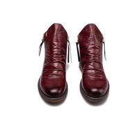 ENWIND Hommes Bottes De Chevalier Chelsea Fermeture Éclair sur Les Deux Côtés Bottines,Rouge,40 EU